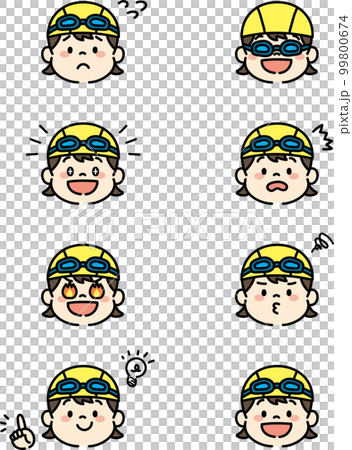 Swimming class child expression illustration set girl 99800674