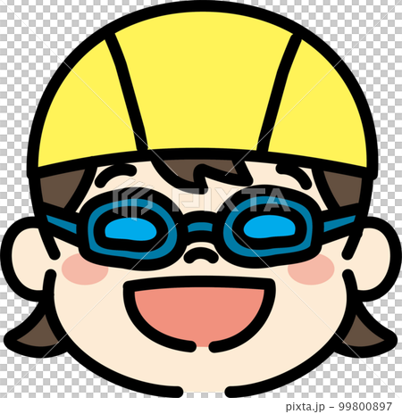 Illustration of a child wearing underwater glasses Girl 99800897