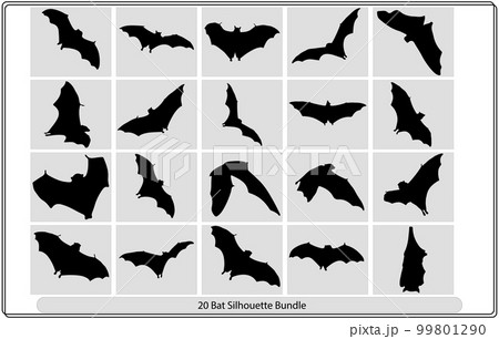 Black silhouettes of bats set,halloween bat silhouette vector design,Halloween black bats flying silhouettes 99801290