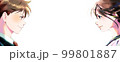 向かい合う横顔の学生カラーイラスト　背景なし  99801887