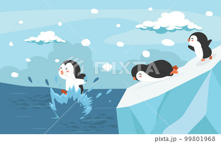 Penguin jumping in the ocean 99801968
