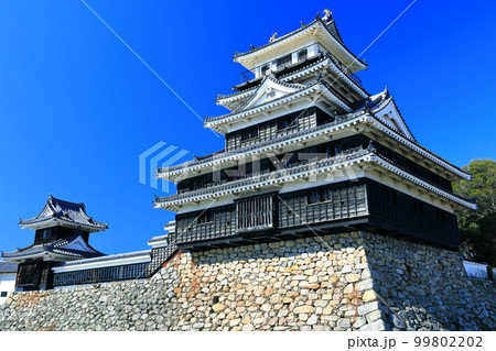 【大分県】晴天の中津城　天守閣と大鞁櫓 99802202