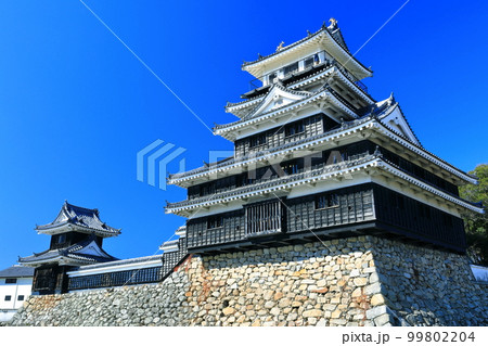 【大分県】晴天の中津城　天守閣と大鞁櫓 99802204