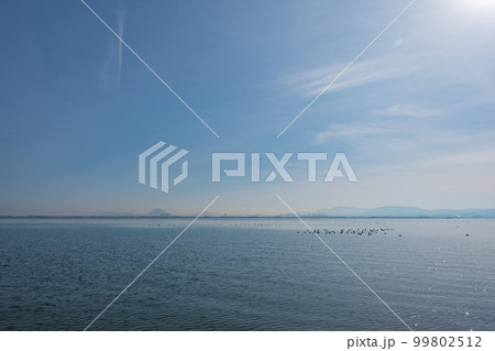 湖西地方から臨む琵琶湖と対岸の景色 99802512