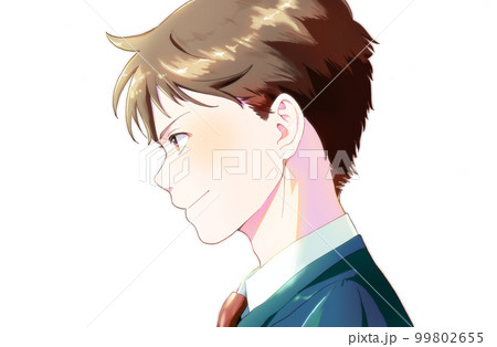 横顔の男子学生または社会人イラストのカラー、背景なし、少女漫画っぽい加工版 横顔の男子学生または社会人イラストのカラー、背景なし、少女漫画っぽい加工版 99802655