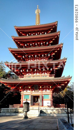 青空に映える朱塗りの仏塔… 高幡不動の五重塔 青空に映える朱塗りの仏塔… 高幡不動の五重塔 99802873