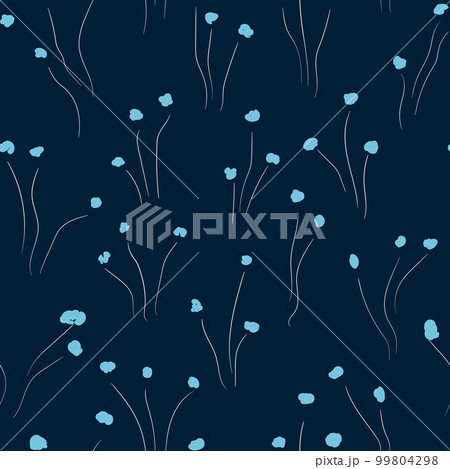 Seamless floral pattern based on traditional folk art ornaments. Colorful small flowers on color background. Doodle vector illustration. Simple minimalistic pattern. Design for fabric, textile 99804298