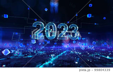 2023 - businessman working and touching with augmented virtual reality at night office. 2023 - businessman working and touching with augmented virtual reality at night office. 99804339