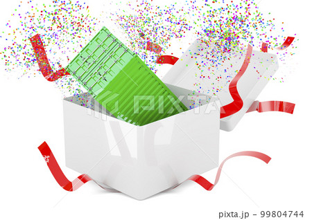 Cargo container inside gift box, 3D rendering Cargo container inside gift box, 3D rendering 99804744