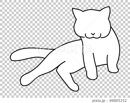 一隻貓躺著看著你的剪影（白色） 99805252