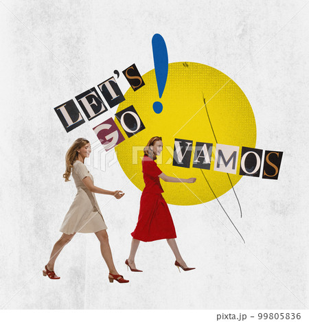 Contemporary art collage. Concept of education, studying foreign languages, social media, influencer, popularity, modern lifestyle and ad 99805836