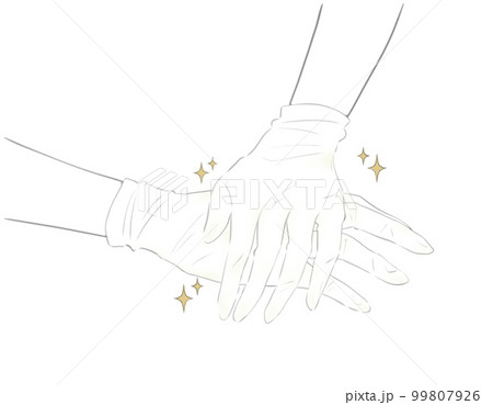 手袋をしてハンドケアをしている手のイラスト 99807926