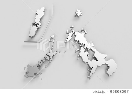 立体的なバードビューの白地図　プレゼン資料などに利用　長崎県 99808097