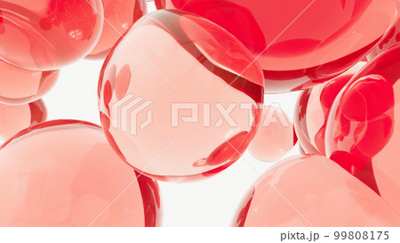 3dレンダリング 細胞 美容医療 コラーゲンやペプチドの泡のデザイン, 透明感のあるジェリー 99808175