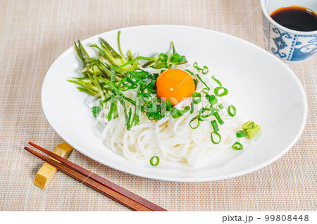 薬味をのせた米粉の冷たいうどん 99808448