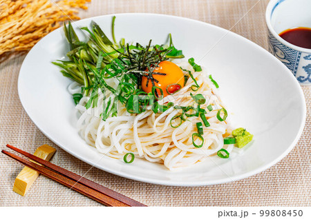 薬味をのせた米粉の冷たいうどん 99808450