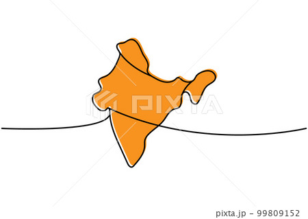 India silhouette colored one line continuous drawing. India country silhouette continuous one line colorful illustration. 99809152