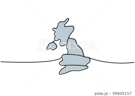 United Kingdom silhouette colored one line continuous drawing. United Kingdom country silhouette continuous colorful one line illustration. 99809157