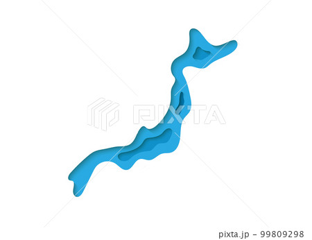 Japan 3d symbol in paper cut style. Japan map illustration design. Country map cut out of paper banner. Illustration for website design 99809298