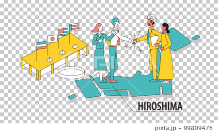日本の広島で行われる国際会議に訪れるビジネスマン（インド系） 99809476