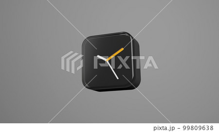 Clock isolated on grey background. Passage of time , Time-keeping and measurement of time. Minimal design for banner, flyer, poster, website. 3d rendering. 99809638