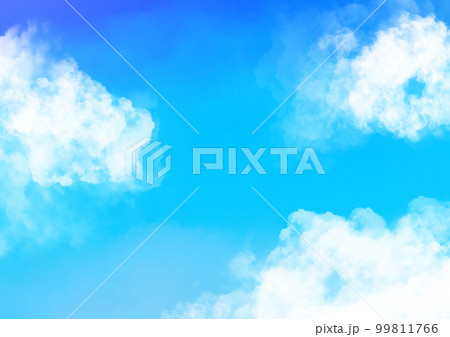 快晴の空に流れる雲のリアルタッチなイラスト 99811766
