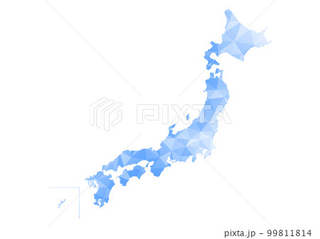 日本地図のイラスト: 青色ポリゴン背景 日本地図のイラスト: 青色ポリゴン背景 99811814