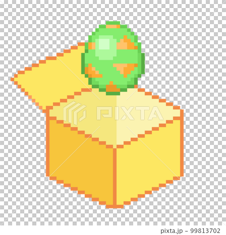 箱から飛び出るエッグのピクセルイラストレーション 99813702