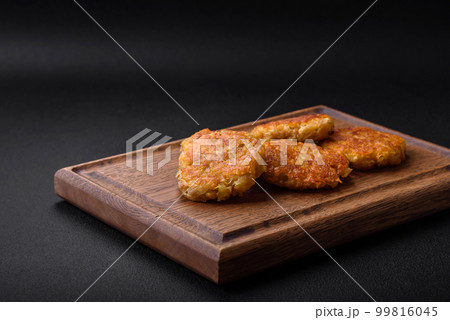 Delicious hearty vegetarian or vegan dish in the form of cutlets or patties 99816045