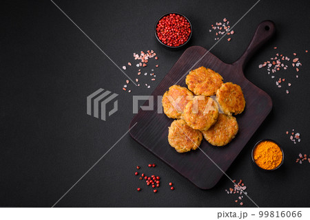 Delicious hearty vegetarian or vegan dish in the form of cutlets or patties Delicious hearty vegetarian or vegan dish in the form of cutlets or patties 99816066