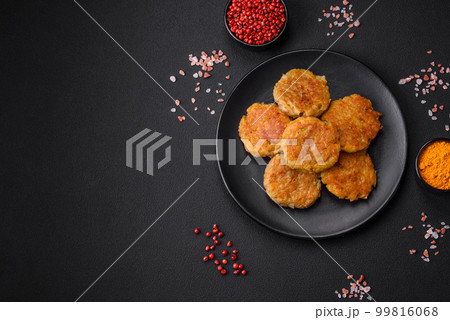Delicious hearty vegetarian or vegan dish in the form of cutlets or patties Delicious hearty vegetarian or vegan dish in the form of cutlets or patties 99816068