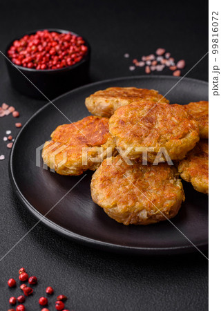 Delicious hearty vegetarian or vegan dish in the form of cutlets or patties 99816072