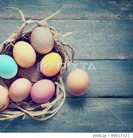 Basket with Eggs 99817321