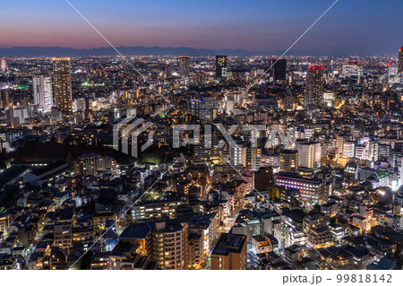 《東京都》東京夜景・トワイライトブルー 《東京都》東京夜景・トワイライトブルー 99818142