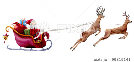 Watercolor Santa Claus illustration. Hand painted Santa with gif 99819141