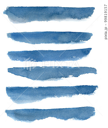 Watercolor abstract background with grunge blue stripes. Hand painted sea background isolated on white background. For design or background 99819157