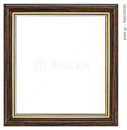 Antique Classic Old Vintage Wooden Rectangle mockup canvas frame isolated on white background. Blank and diverse subject moulding baguette. Design element. use for paint, mirror or photo 99820686