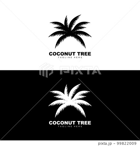 Coconut Tree Logo, Ocean Tree Vector, Design For Templates, Product Branding, Beach Tourism Object Logo 99822009