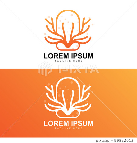 Coral Logo, Sea Plants Place Marine Animals, Ocean Vector, Seaweed Icons 99822612