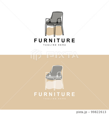 furniture logo, home furnishing design, room icon illustration, table, chair, lamp, frame, clock, flower pot 99822613