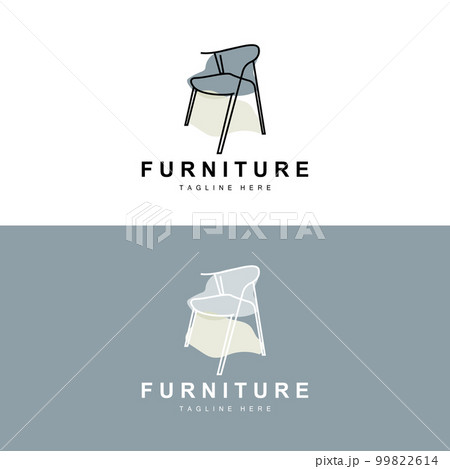 furniture logo, home furnishing design, room icon illustration, table, chair, lamp, frame, clock, flower pot 99822614