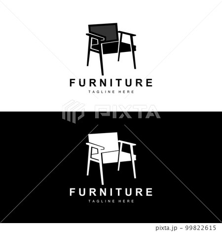 furniture logo, home furnishing design, room icon illustration, table, chair, lamp, frame, clock, flower pot 99822615