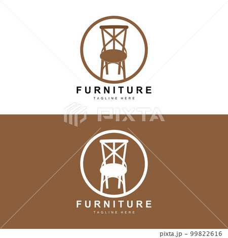 furniture logo, home furnishing design, room icon illustration, table, chair, lamp, frame, clock, flower pot 99822616