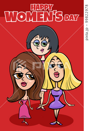 Women's Day design with cartoon women characters 99822978
