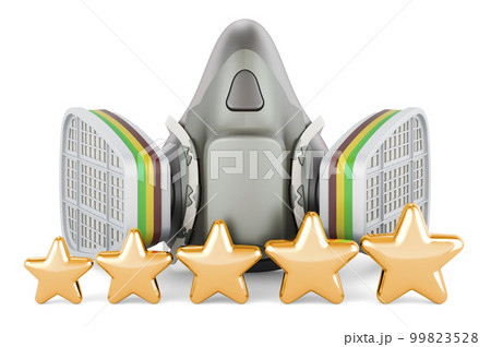 Reusable Half Face Cover with five golden stars, 3D rendering Reusable Half Face Cover with five golden stars, 3D rendering 99823528