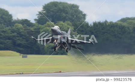 ポーランド空軍F-16C「タイガーデモチーム」離陸 99823576