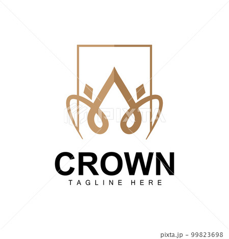 Crown Logo, Royal Design, Throne Holder King And Queen, Vector Icon Brand Product Template Simple Template 99823698