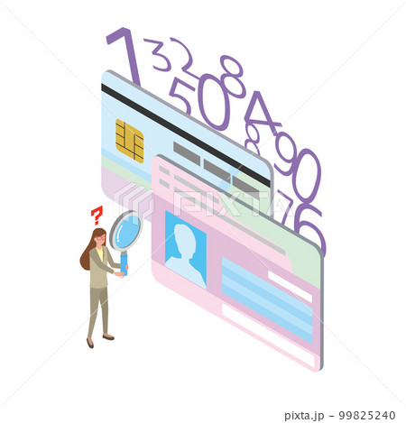 マイナンバーカードと疑問点がある女性 99825240