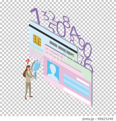 マイナンバーカードと疑問点がある女性 99825240