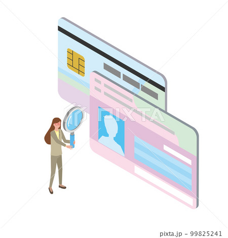 マイナンバーカードと調べる女性 99825241